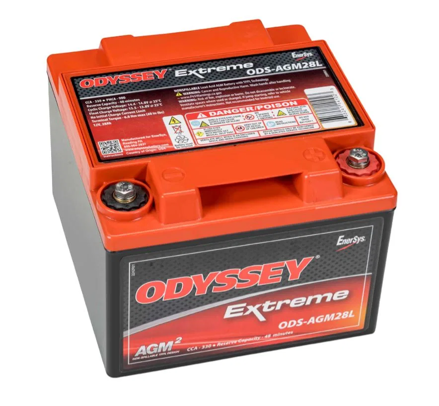 ODS-AGM28L – ODYSSEY Battery, 12 Volt 330 Cold Cranking Amps/ 900 Pulse Hot Cranking Amps M6 Threaded Stud Top Termin...